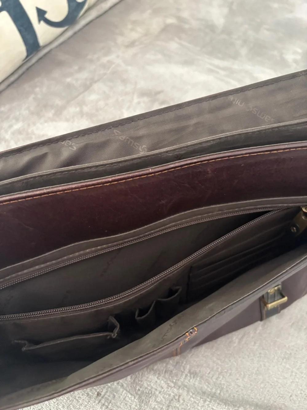 Samsonite® Leather Portfolio, Brown Leather Messenger Bag ‎ Men -